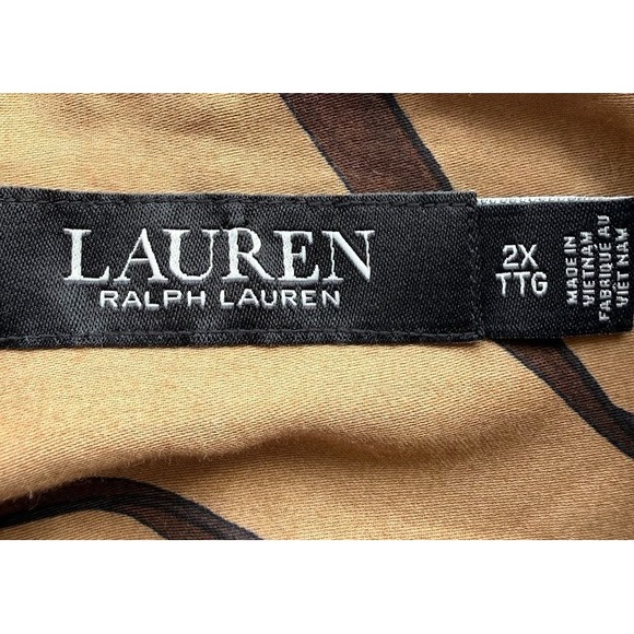 Lauren Ralph Lauren Shirt Women Size 2X Beige Equestrian Print Cotton Button Up - Picture 10 of 16